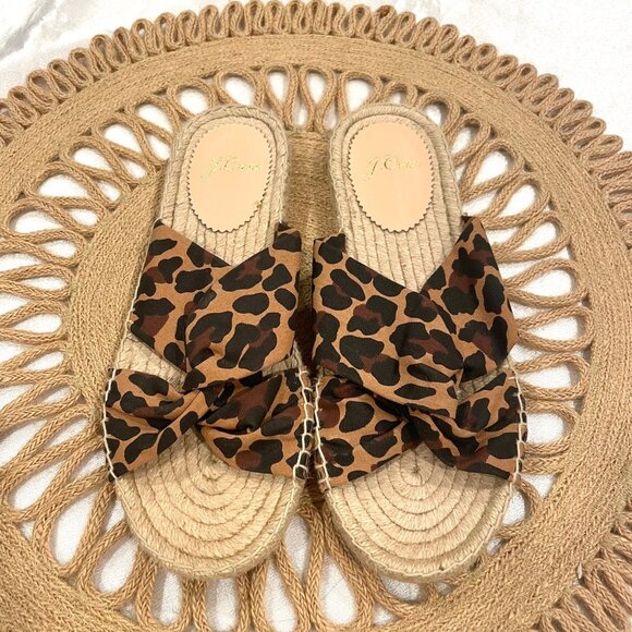 NWOT J. Crew Twisted-Knot Espadrille Sandals in Leopard Canvas Size 5.5 - Picture 3 of 7